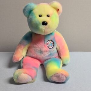 The Beanie Buddies Collection TY Happy Birthday Colourful 2001 Plush Bear Toy